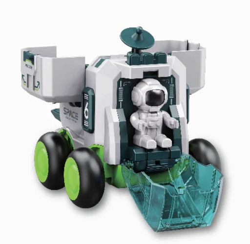 Die cast space rover toy with astronaut figure and opening compartments
