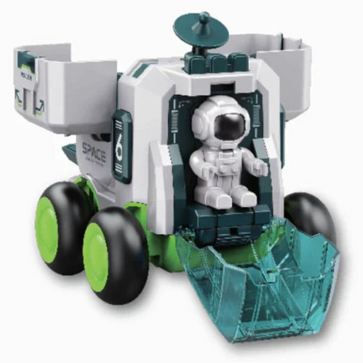 Die cast space rover toy with astronaut figure and opening compartments