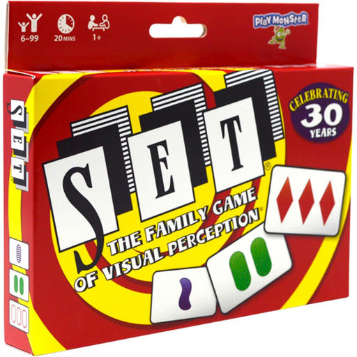 Set game packaging with red and yellow design, featuring the brand 'PlayMonster'.
