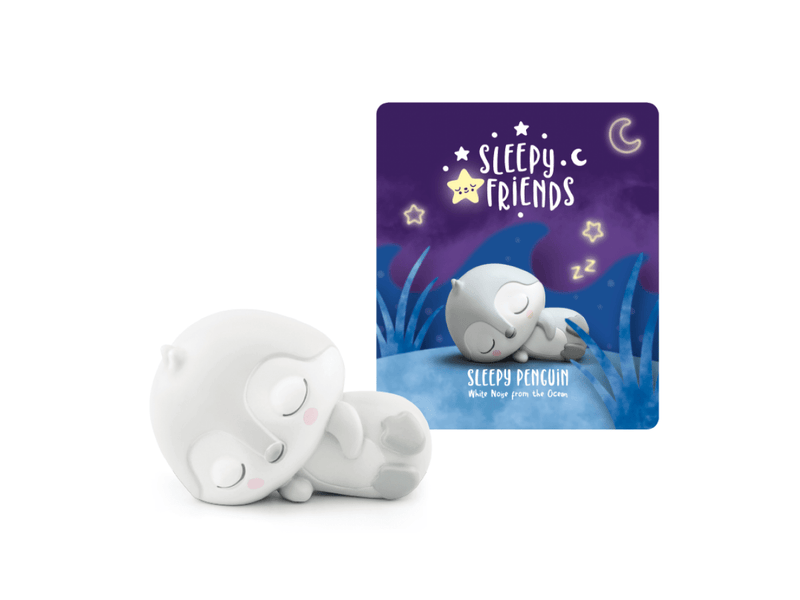 White sleeping penguin Tonie figurine with Sleepy Friends ocean sounds packaging card