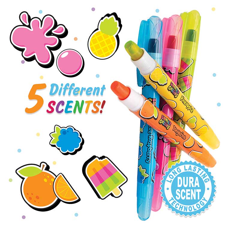 Scentco Smelly Gellies scented gel crayons 5-pack with colorful fruit scent icons