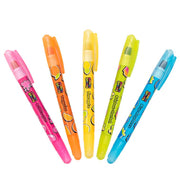 Five colorful Smelly Gellies gel crayons in pink, orange, yellow, green, and blue arranged in fan formation