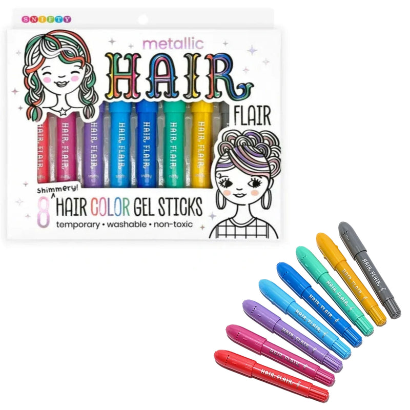 Snifty Hair Flair Metallic set of 8 shimmery temporary washable hair color gel sticks