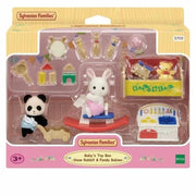 Calico Critters toy set packaging with snow rabbit and panda babies figures.
