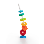 SpinAgain showing with a view of the separate stacking rings fitting onto the pole & base. 