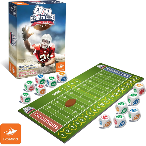 Sports Dice football game set with dice and mat on a white background