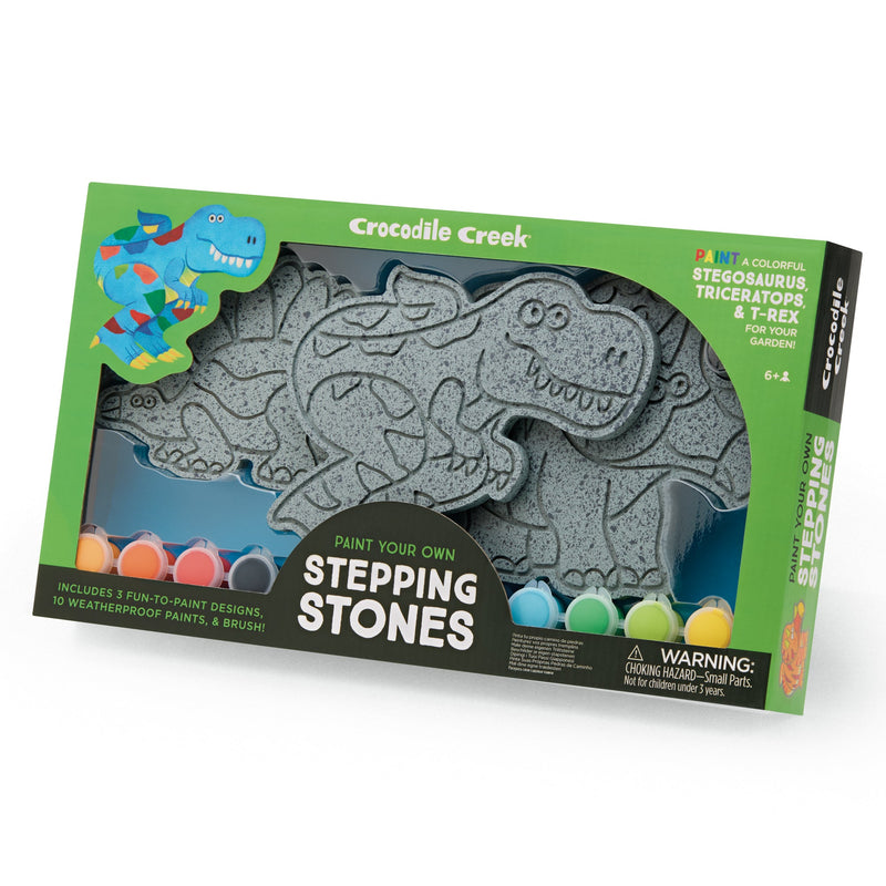 Crocodile Creek dinosaur stepping stones craft kit with paint-your-own stones and paints