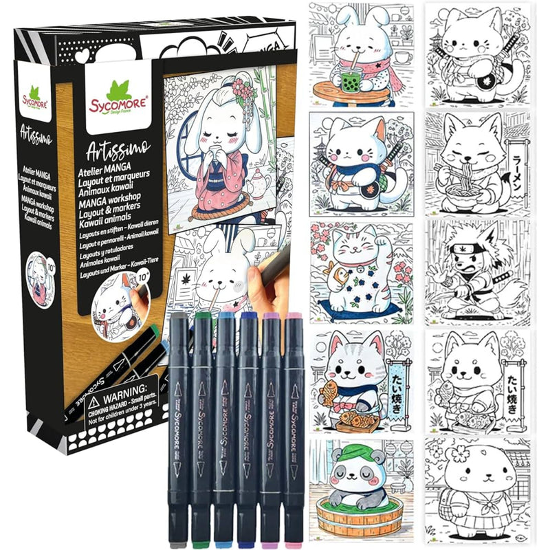 Manga Kawaii Animals w/Markers