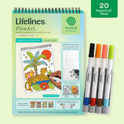 Lifelines FlowArt Jungle Oasis trace-by-groove coloring kit with markers and spiral-bound pad