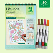 Lifelines FlowArt Woodland Whimsy trace-by-line coloring kit with markers and meditative art book