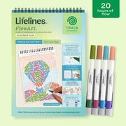 Lifelines FlowArt Trace-By-Letter Pack Your Bags set with colored markers and activity pad