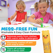 Two children using Kwik Stix paint sticks for mess-free art activities