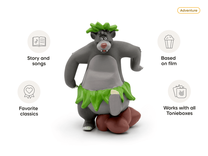 Tonie Disney Jungle Book Baloo bear figurine with green leaves on white background