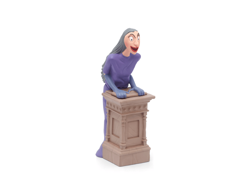 Tonie figurine of witch character from Roald Dahl's The Witches on stone pedestal
