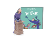 Tonie figurine of witch character next to The Witches book cover by Roald Dahl