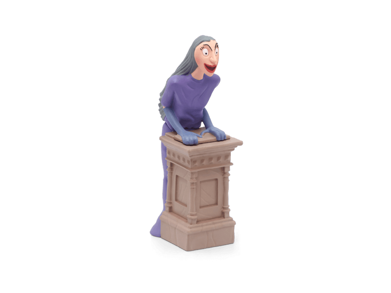 Tonie figurine of witch character in purple clothing on decorative pedestal base