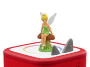 Tinker Bell Tonie figure sitting on mushroom with red Toniebox speaker device