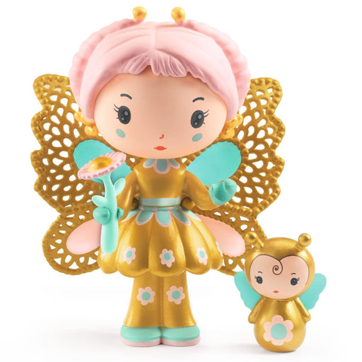 Djeco Tinyly Hortense & Fly gold fairy figure with pink hair and mini bee companion