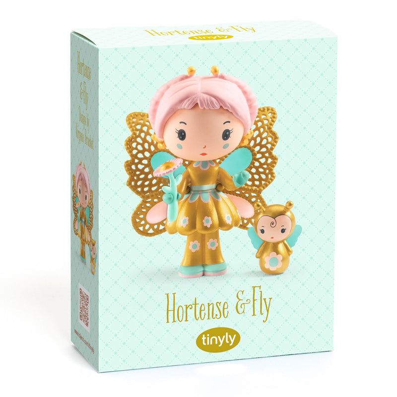 Djeco Tinyly Hortense and Fly fairy figurine set in mint green packaging box
