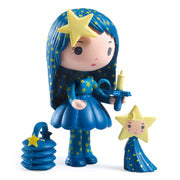 Djeco Tinyly Luz and Light blue star-themed figurine set with candle and lantern accessories