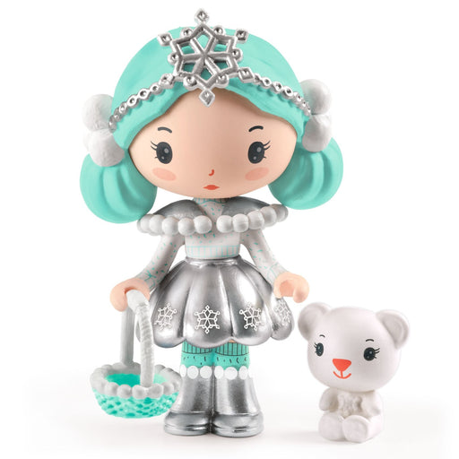 Djeco Tinyly Neige snow princess figure with mint hair and white polar bear companion