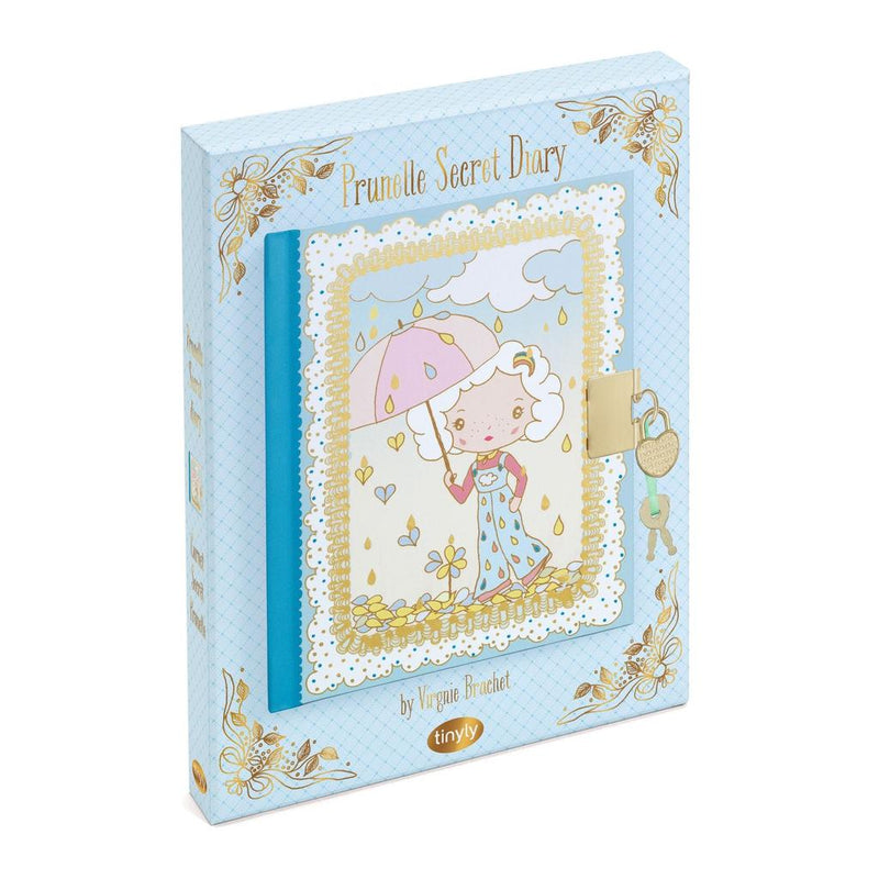 Djeco Tinyly Prunelle Secret Diary notebook with lock on light blue background