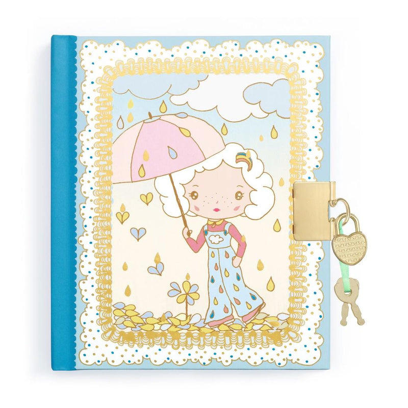 DJECO Tinyly Prunelle secret notebook with lock and key on white background