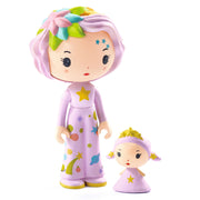 DJECO Tinyly figurines featuring Violet and small companion in purple cosmic-themed outfits