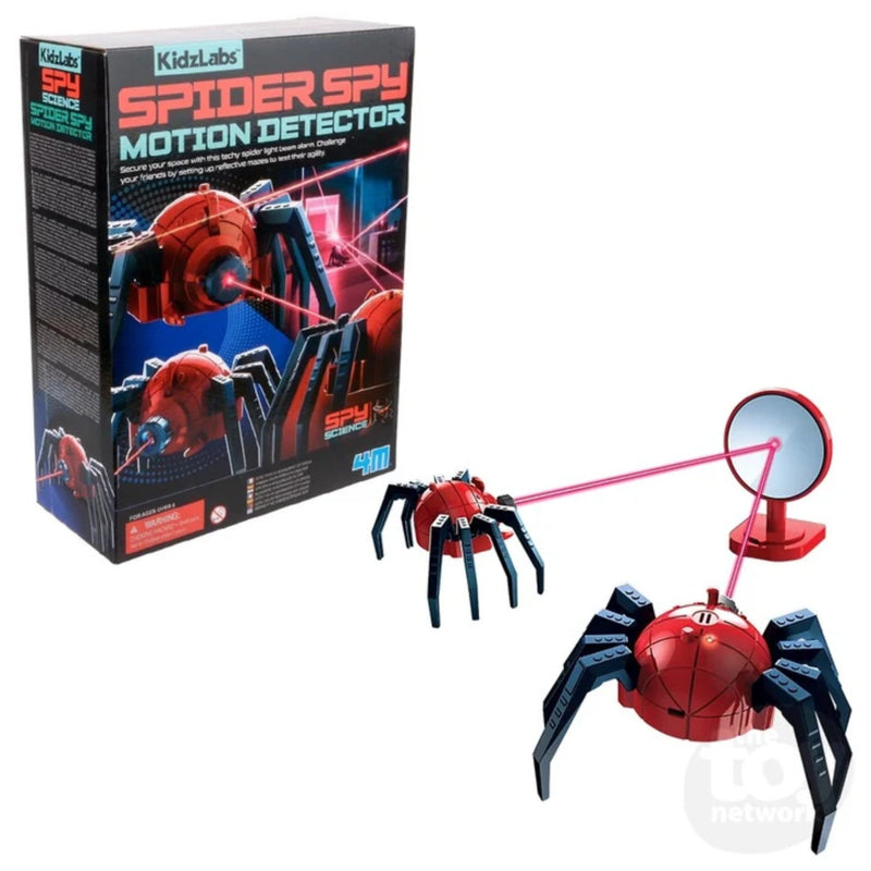 Toy spider with a red and blue design on a black background