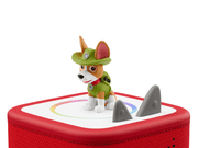Paw Patrol Tracker Tonie figure on red Toniebox with white background