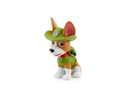 Tonie figure of Paw Patrol Tracker character in green ranger outfit on white background