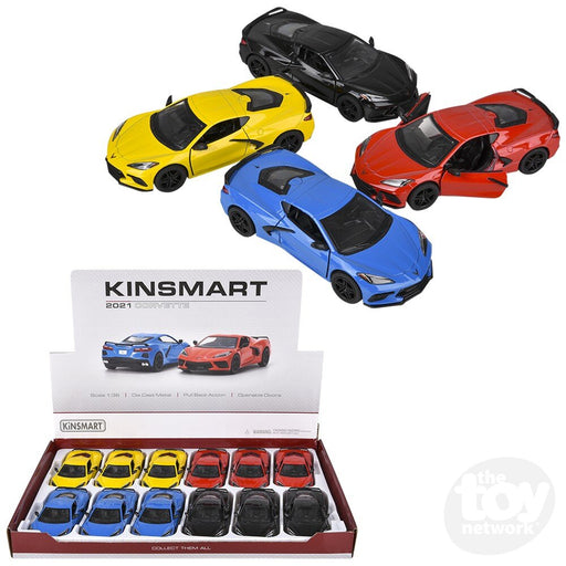 Kinsmart 5 inch diecast 2021 Corvette toy cars in yellow blue red black colors