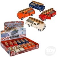 Diecast car transporter trucks in various colors displayed with retail packaging box