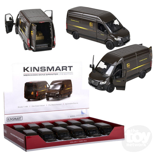 KINSMART Mercedes-Benz Sprinter UPS delivery van diecast model with opening doors and packaging display