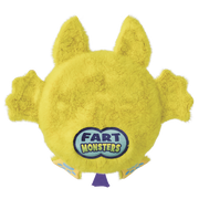 Yellow furry Fart Monsters Fizzler plush toy with monster ears and arms