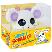 Box of 'Where's Squeaky?' interactive hide-and-seek game with a mouse-like character.