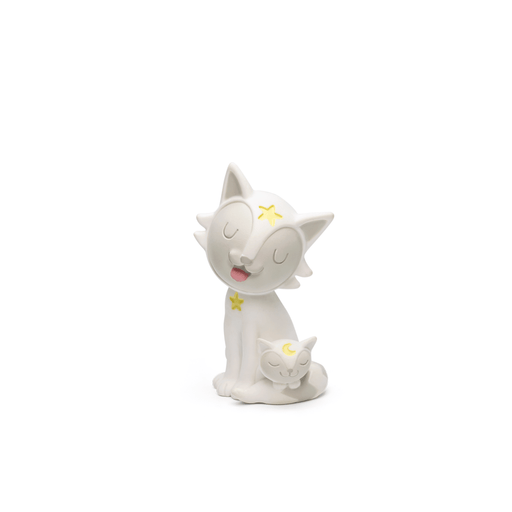 White Tonie figurine with cat design and smaller sleeping cat at base