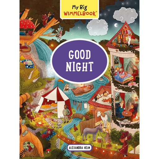 Cover of 'My Big Wimmelbook Good Night' by Alexandra Helm with colorful illustrations and 'Good Night' text.