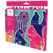 Packaging of Scratch Art with forest animal designs on a white background