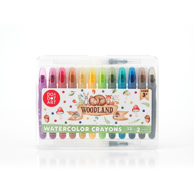 Do A Dot Art Woodland Watercolor Crayons set with 12 colors in clear plastic case