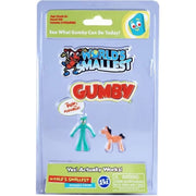 World's Smallest Gumby figure set in retail blister packaging, showing the packaged toy and the visible Gumby character figure inside a clear plastic case on a white background.