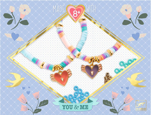 DJECO Beads & Jewelry Heart Heishi craft kit with colorful beaded bracelets and heart charms