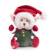 Ziggy Santa's Little Helper plush toy in green elf outfit with red Santa hat