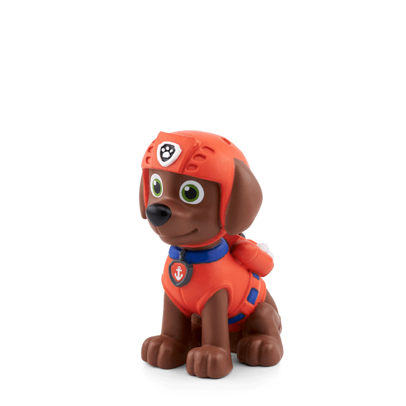 Tonies Paw Patrol Zuma character figurine in red rescue uniform on green background