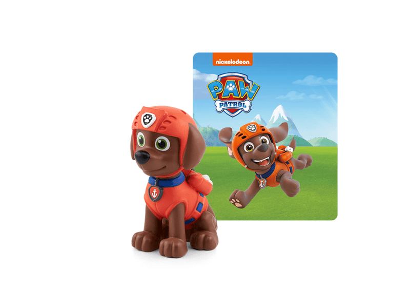 Tonie Paw Patrol Zuma figurine with official Nickelodeon packaging card showing character