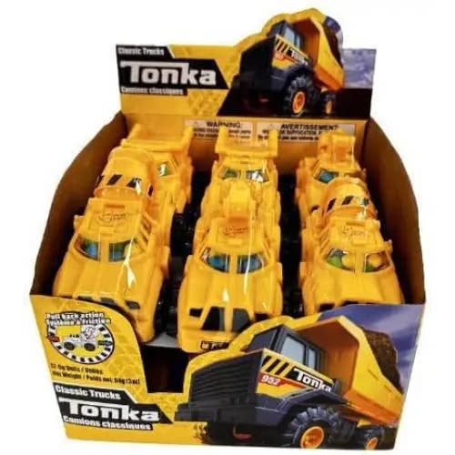 Tonka classic yellow dump trucks candy filled display box with multiple toy trucks