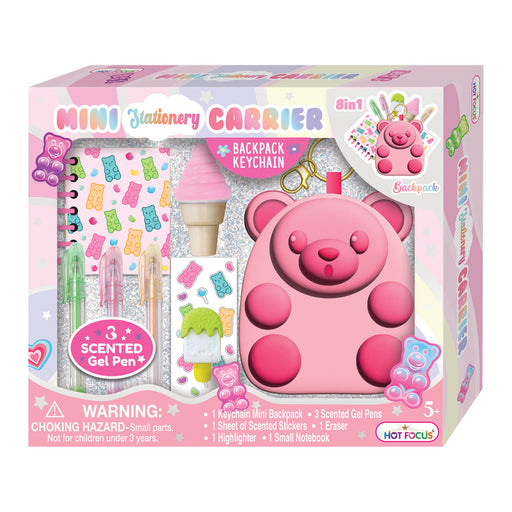 Hot Focus Mini Stationery Carrier 8-in-1 gummy bear themed backpack keychain set