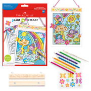 Faber-Castell Paint by Number Fairy Friends kit with posters, pencils, wooden hanger and stickers