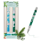 Lifelines scented lava gel pens 2-pack with blue and green designs in clear packaging