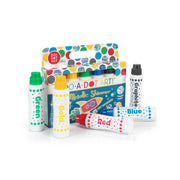 Do-A-Dot Art Metallic Shimmer dot markers set with colorful packaging and individual marker bottles